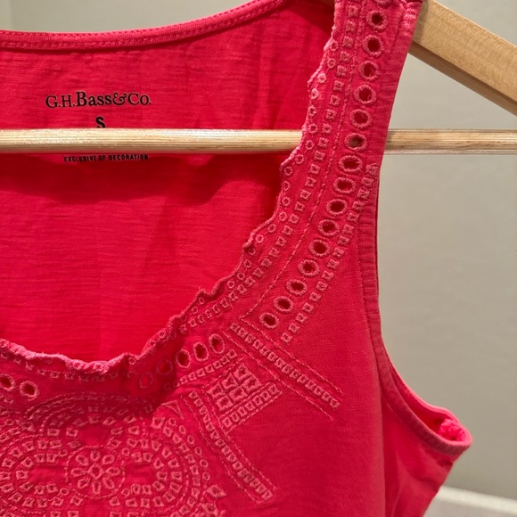 GH Bass & Co Pink Embroidered Eyelet Cotton Tank Top‎ Size Small - Picture 3 of 4
